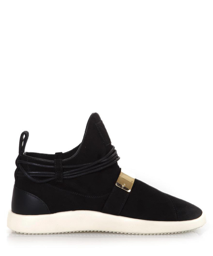 Metal Plaque black leather sneakers Sale - giuseppe zanotti