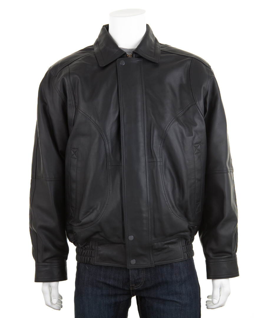 Men's Black leather long sleeve jacket Sale - woodland leather