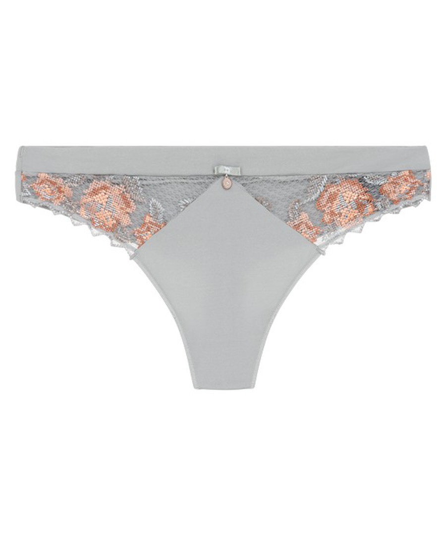 Oxygen grey & salmon thong Sale - lingadore lingerie