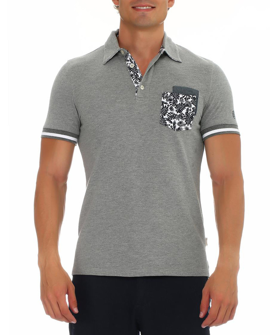 Cool grey melange pure cotton polo shirt Sale - galvanni