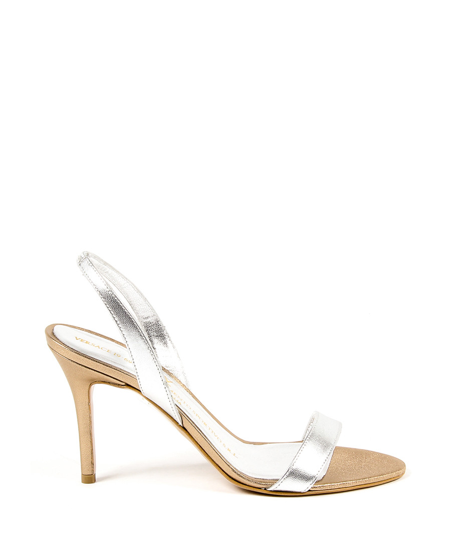 Silver leather slingback heels Sale - versace 1969 abbigliamento sportivo