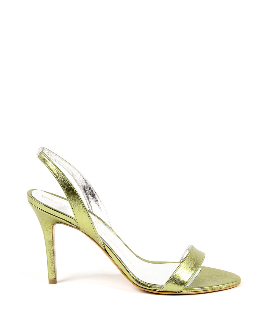 Lime leather metallic slingback heels Sale - v italia by versace 1969 abbigliamento sportivo srl milano italia