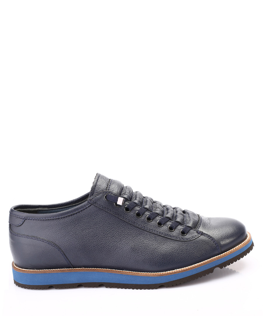 Blue leather contrast heel sneakers Sale - s baker