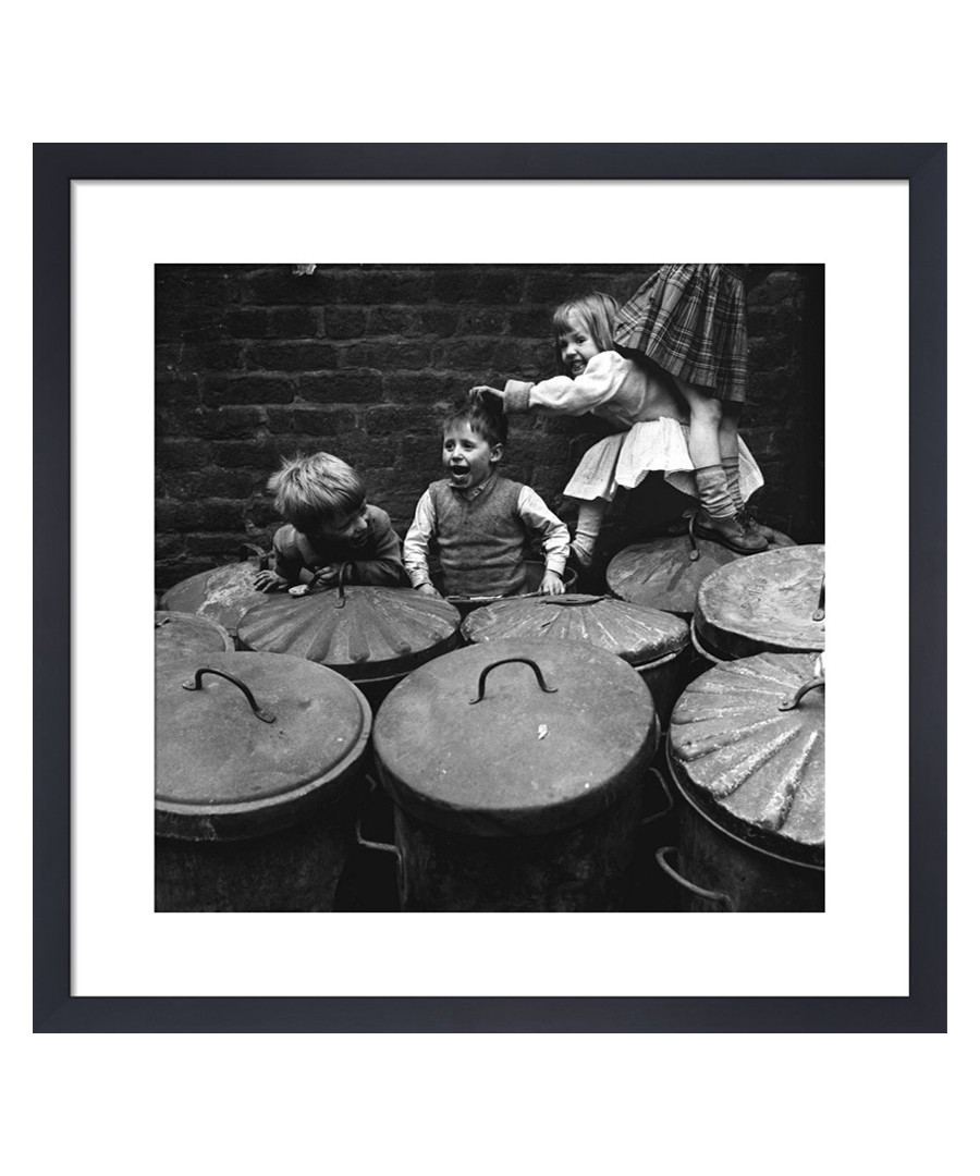 Children Playing Dustbins framed print Sale - wall art