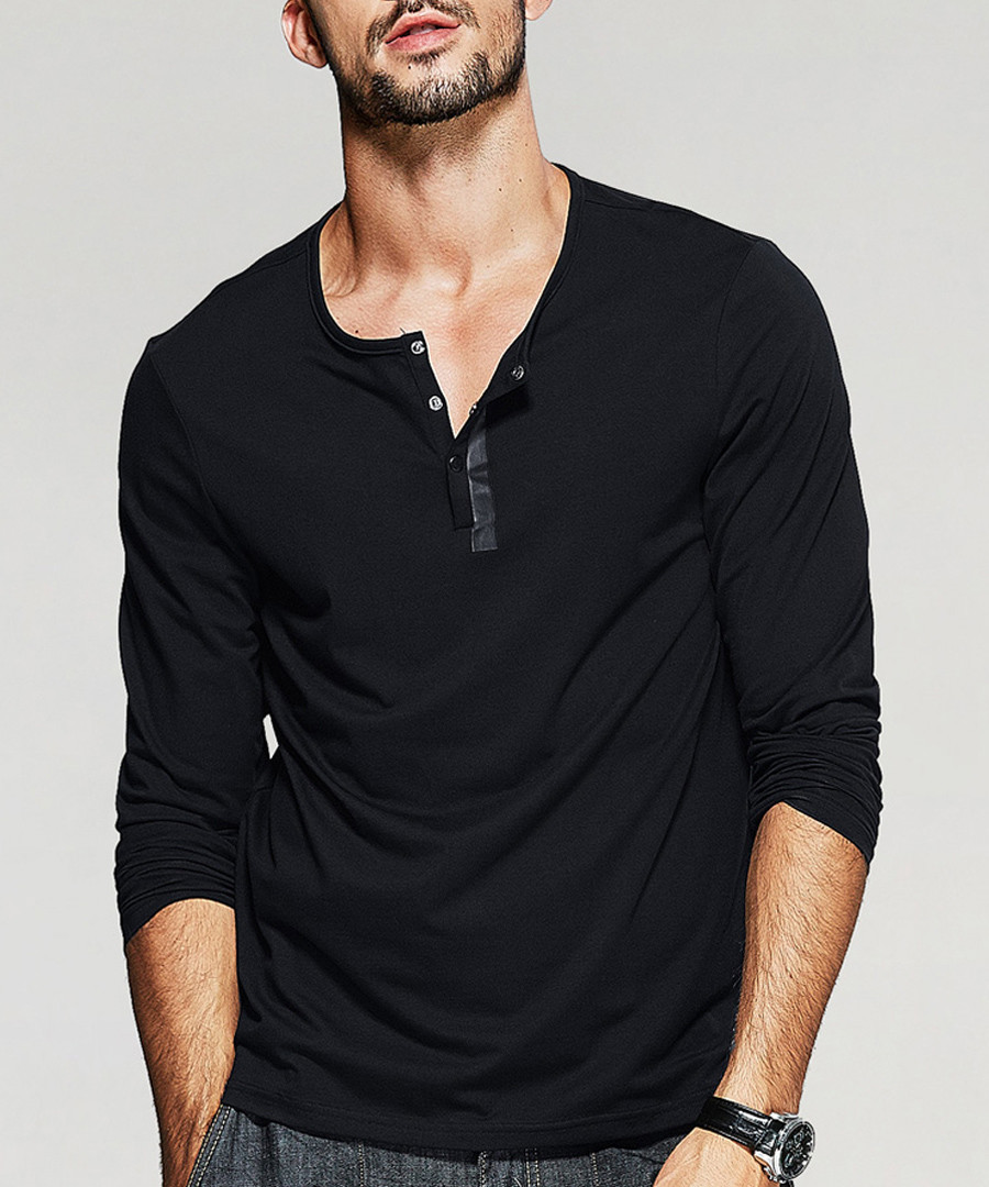 Grey cotton blend long sleeve T-shirt Sale - kuegou