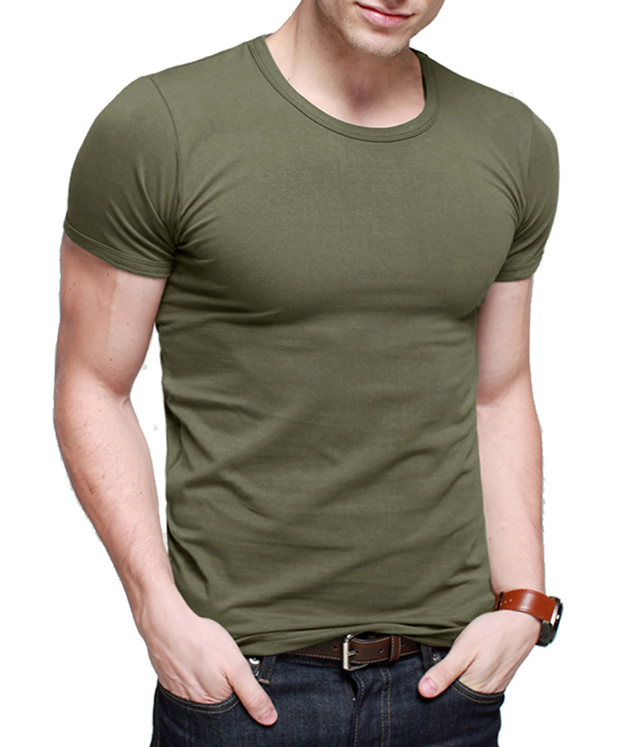 Green cotton blend short sleeve T-shirt Sale - kuegou
