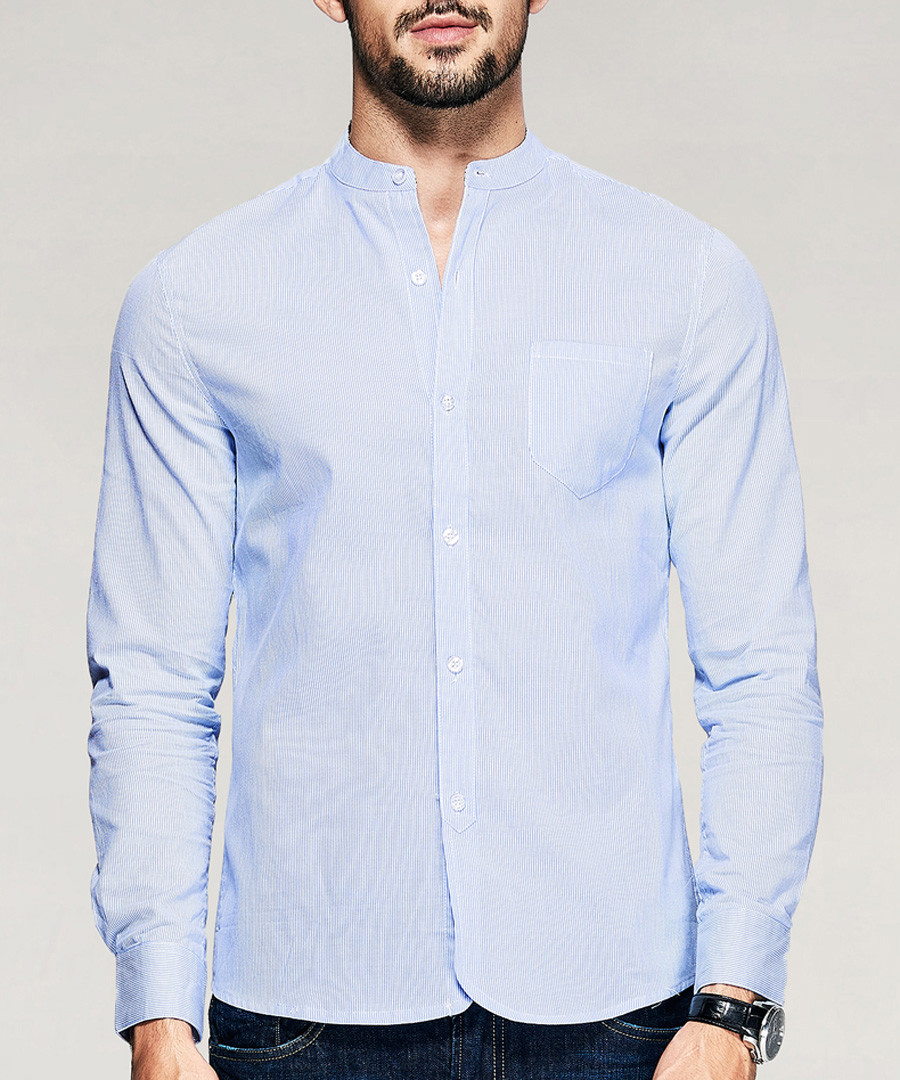 Blue pure cotton shirt Sale - kuegou