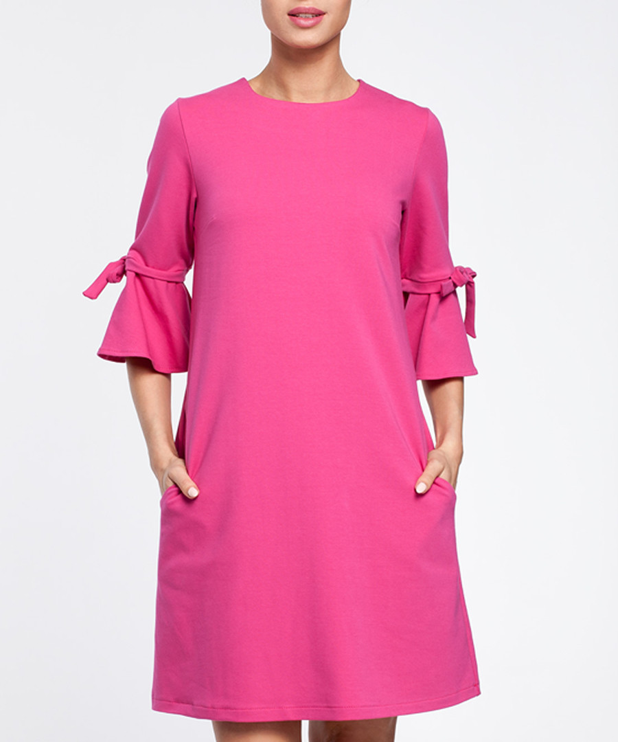 Fuchsia cotton blend flared sleeve dress Sale - made of emotion