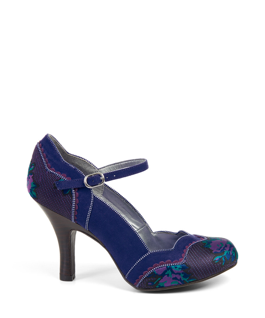 Imogen blue floral scalloped heels Sale - ruby shoo