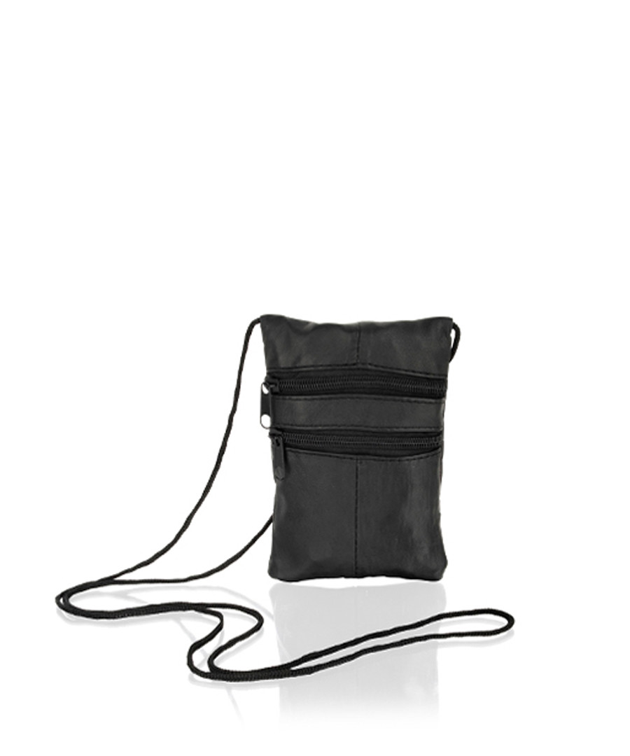 Black leather zipped crossbody bag Sale - woodland leathers