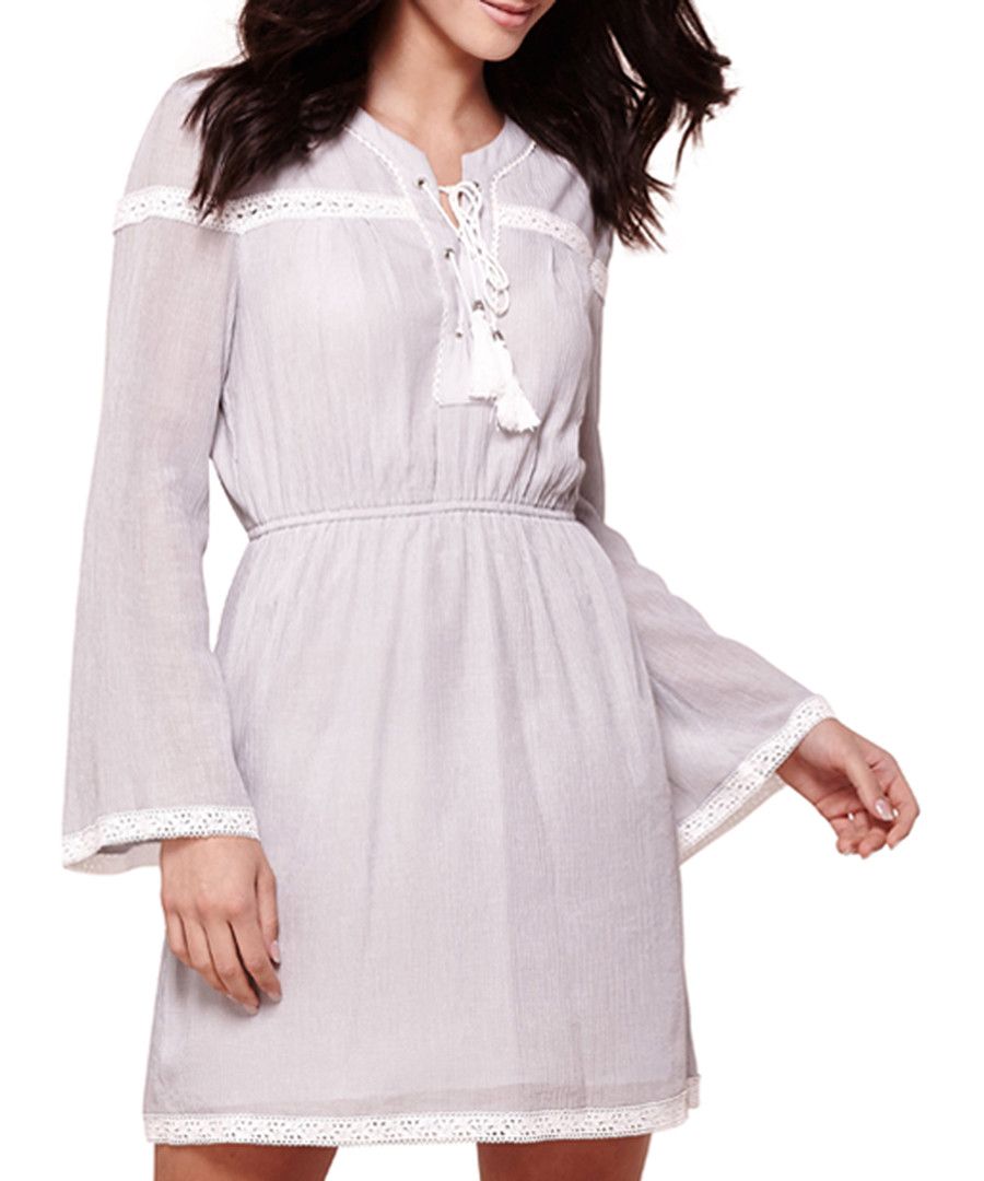 Light grey & white tassel day dress Sale - yumi