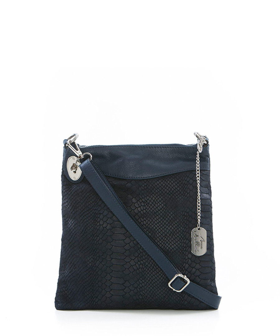 Navy leather moc-croc cross body bag Sale - anna morellini