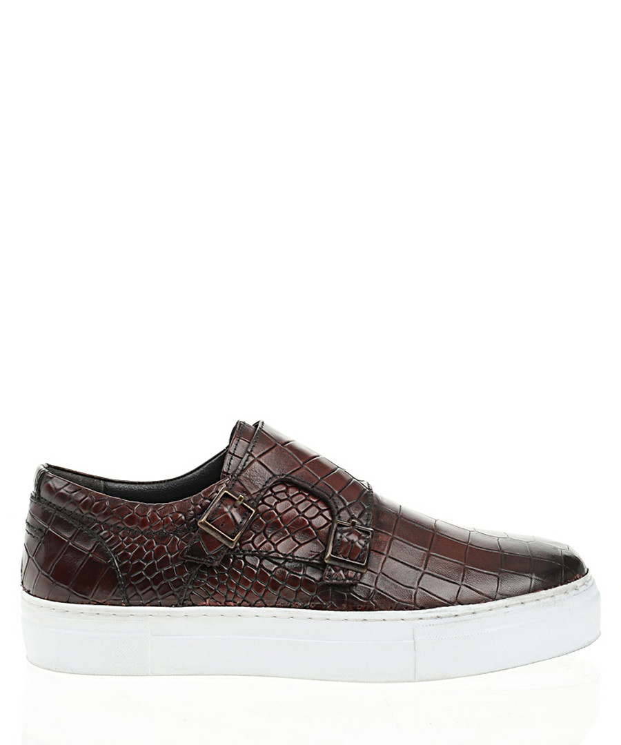 Brown leather platform slip-on shoes Sale - Bramosia