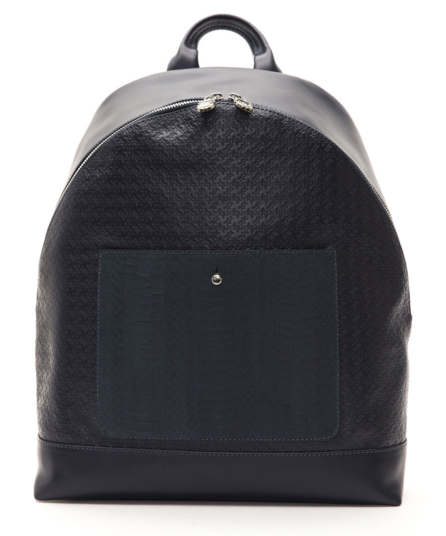 Dark blue leather dual-textured backpack Sale - Billionaire