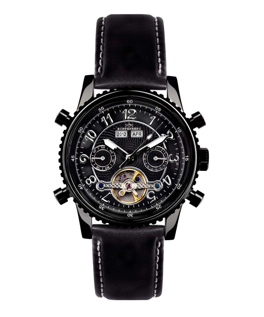 Air Pro black leather watch Sale - Hindenberg