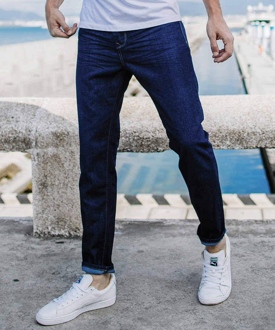 Blue cotton blend jeans Sale - kuegou
