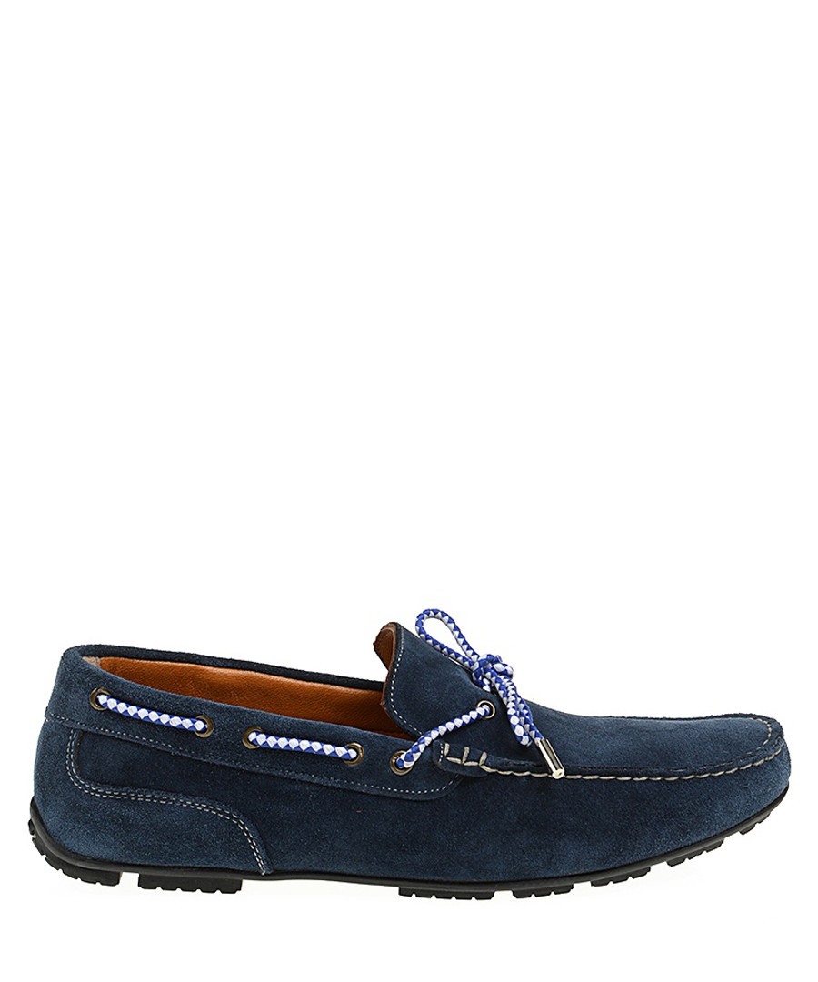 Navy blue suede moccasins Sale - Baqietto