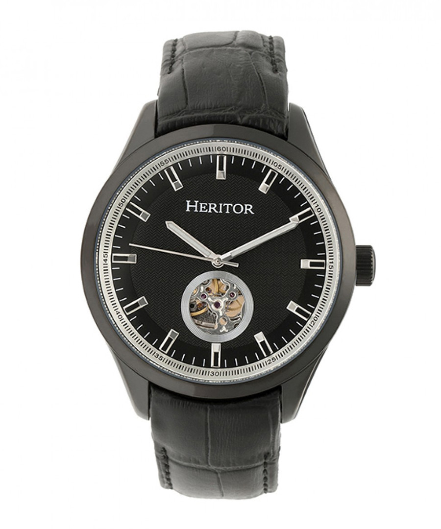Crew black leather watch Sale - heritor automatic
