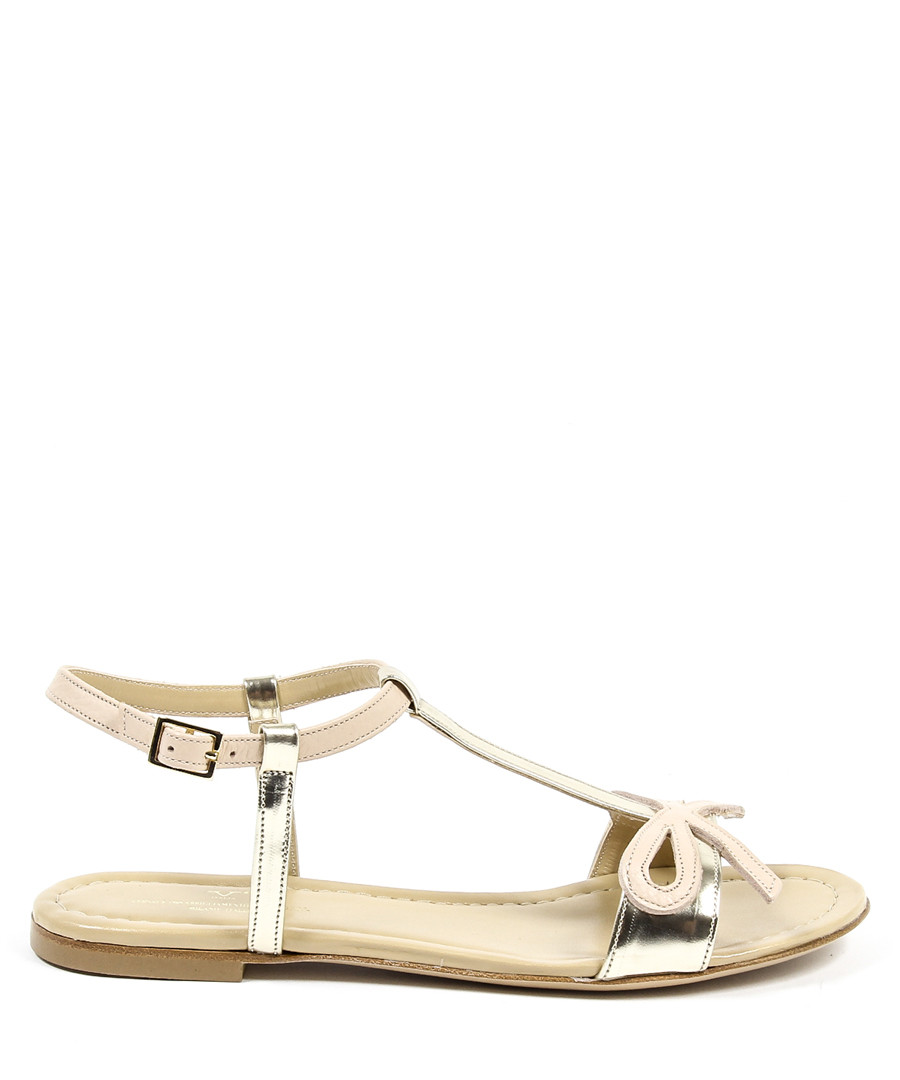 Beige leather bow sandals Sale - v italia by versace 1969 abbigliamento sportivo srl milano italia
