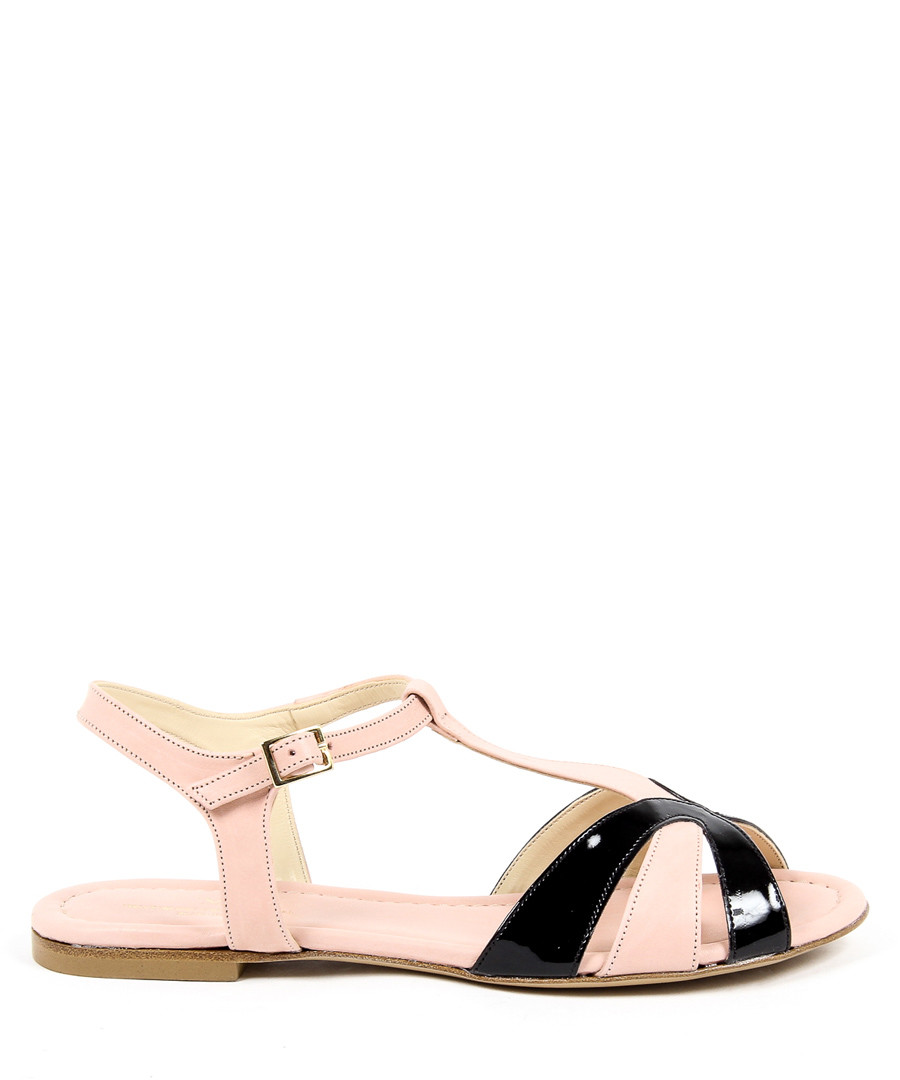 Light pink & black leather sandals Sale - v italia by versace 1969 abbigliamento sportivo srl milano italia