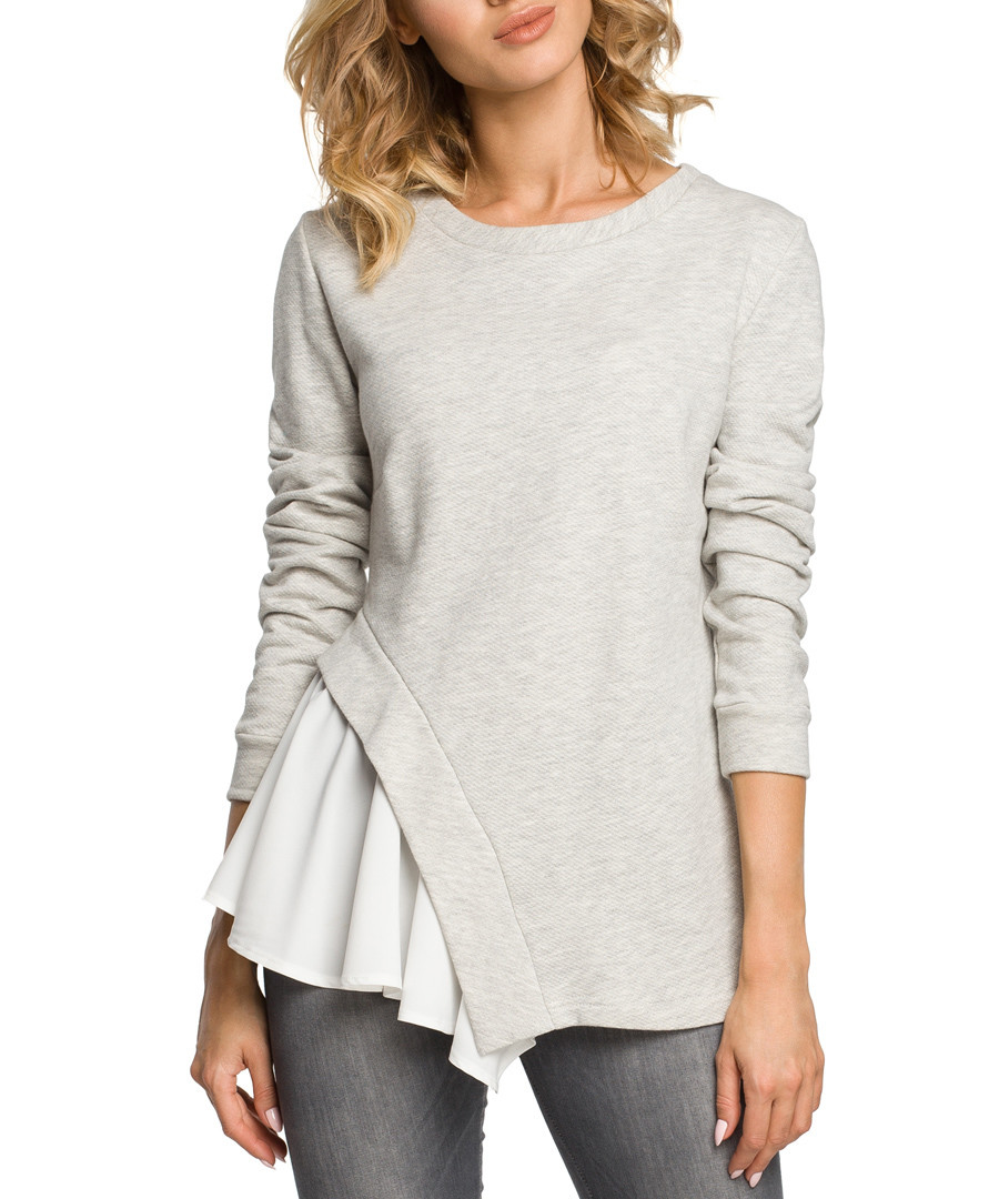 Grey cotton blend hem detail blouse Sale - made of emotion