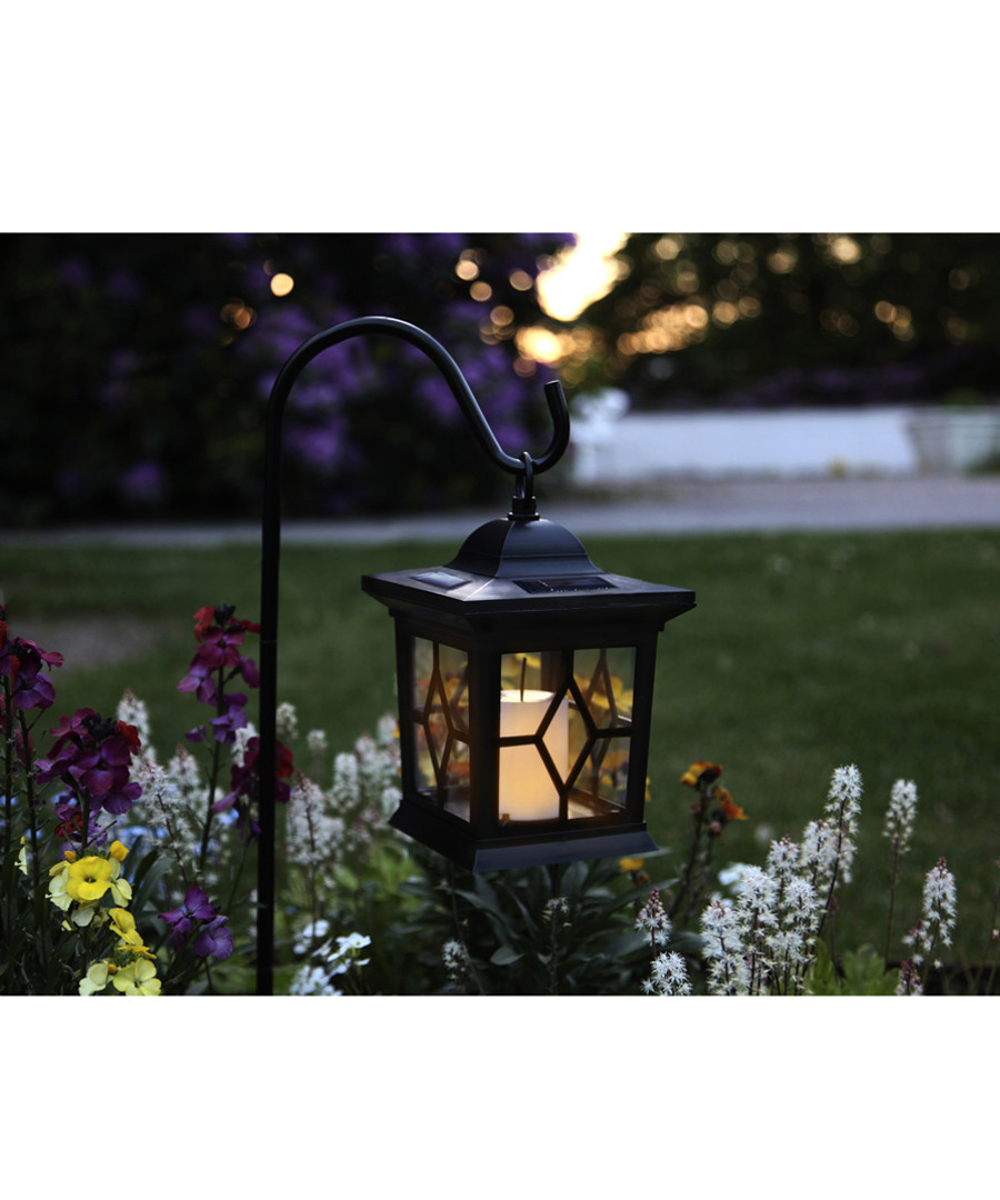 Black metal LED solar lantern 50cm Sale - solar lighting