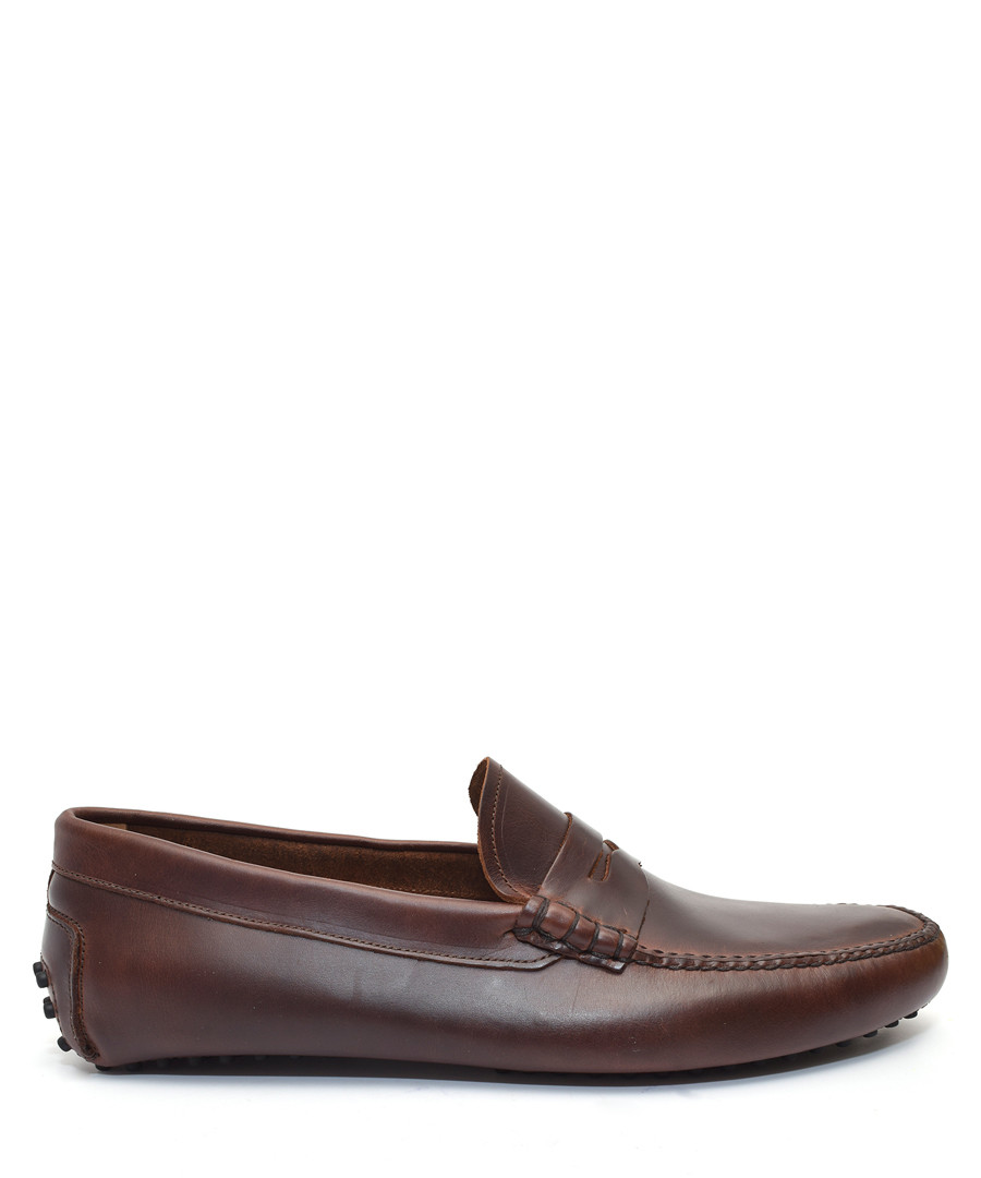 Men's Brown leather loafers Sale - moka saint