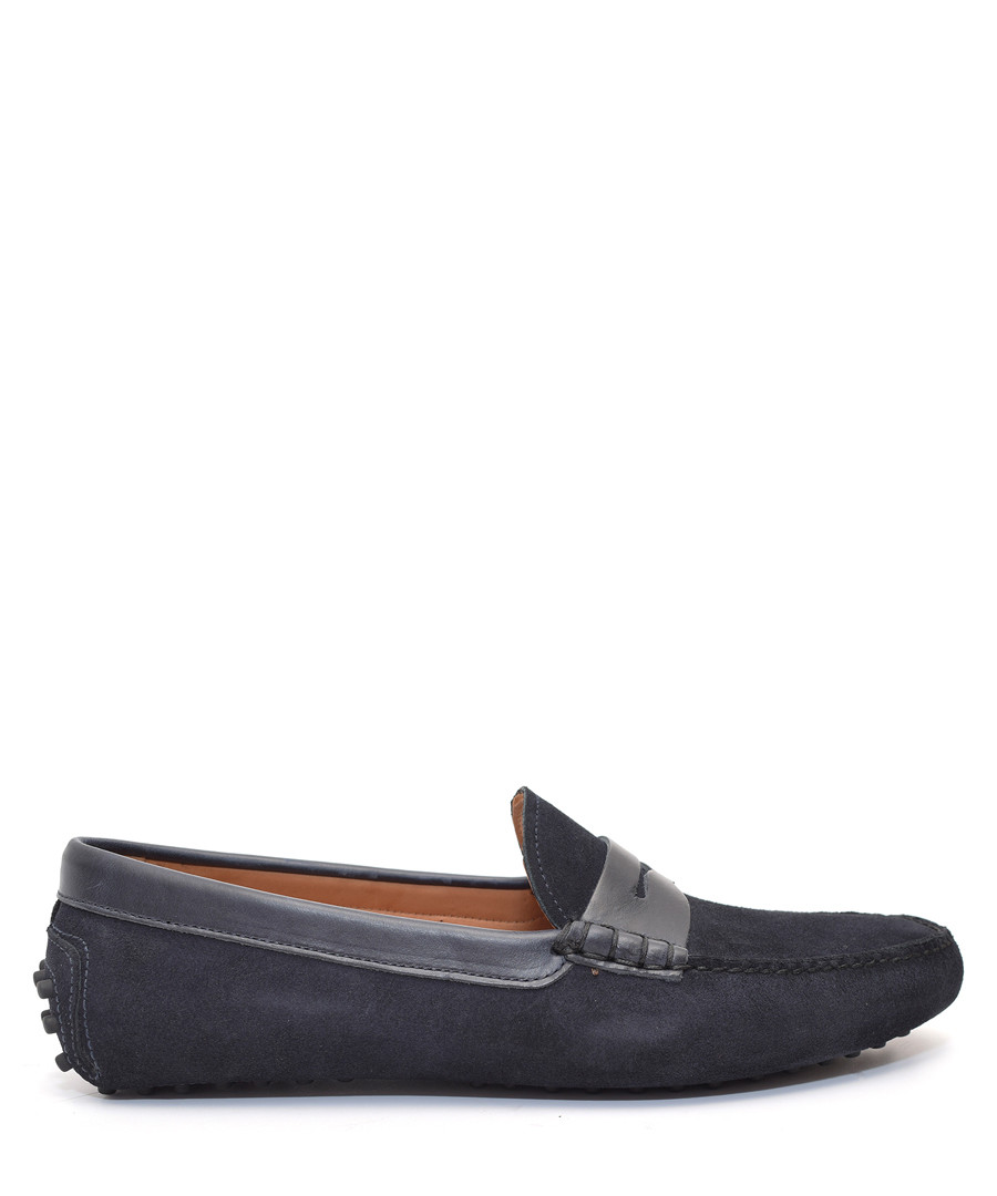 Men's Dark blue suede loafers Sale - moka saint