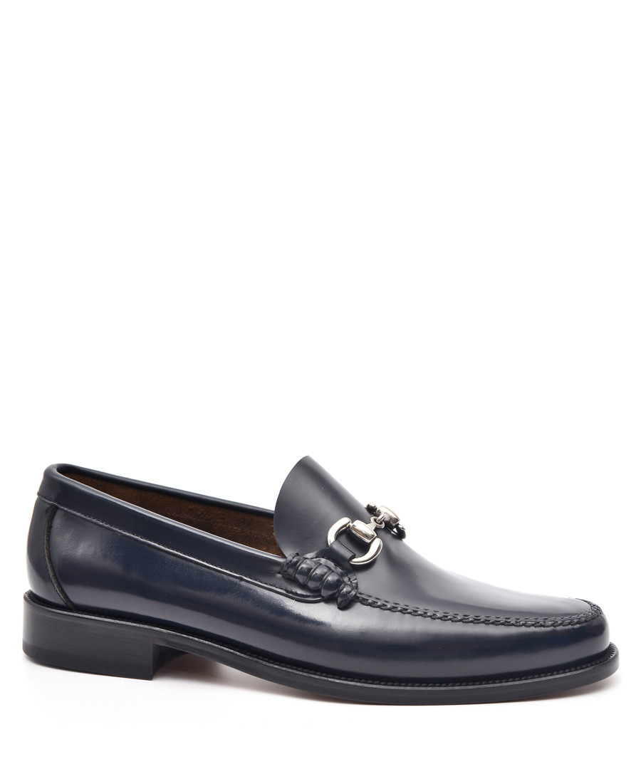 Men's Blue leather horsebit loafers Sale - moka saint