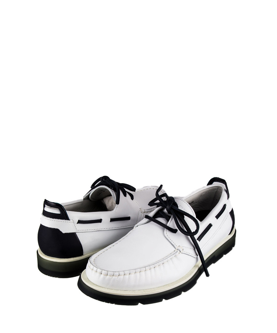 Discount Men's Miami white leather boat shoes SECRETSALES