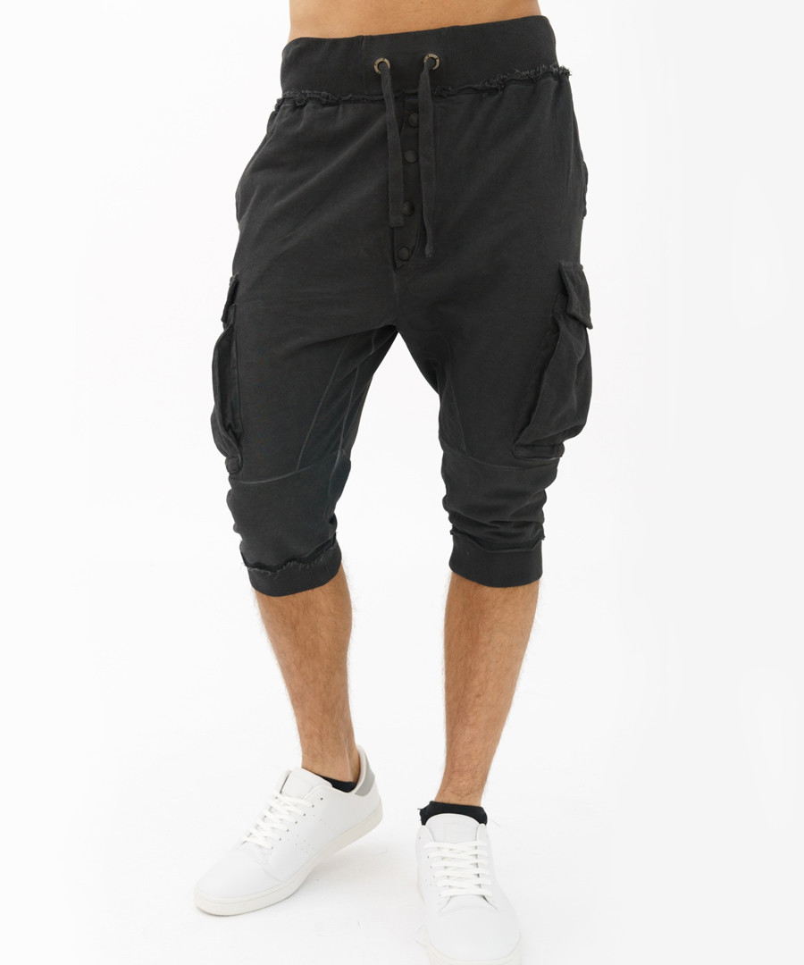 Black cotton below-the-knee joggers Sale - true prodigy