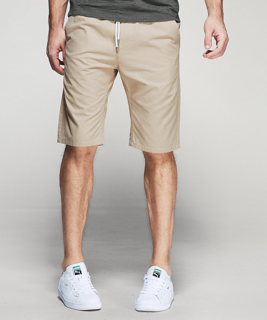 Khaki cotton shorts Sale - kuegou