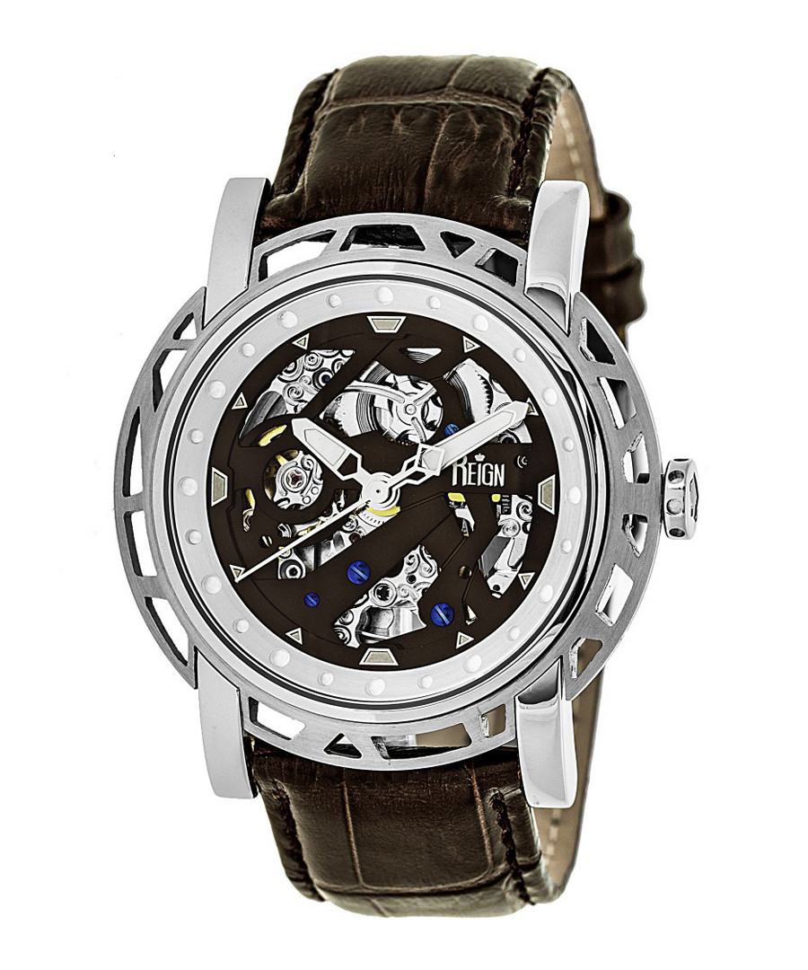 Stavros dark brown leather watch Sale - reign