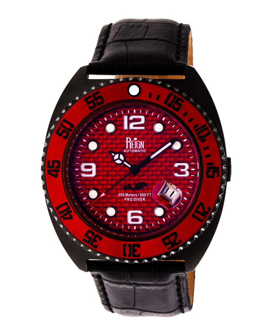 Quentin red & black leather watch Sale - reign