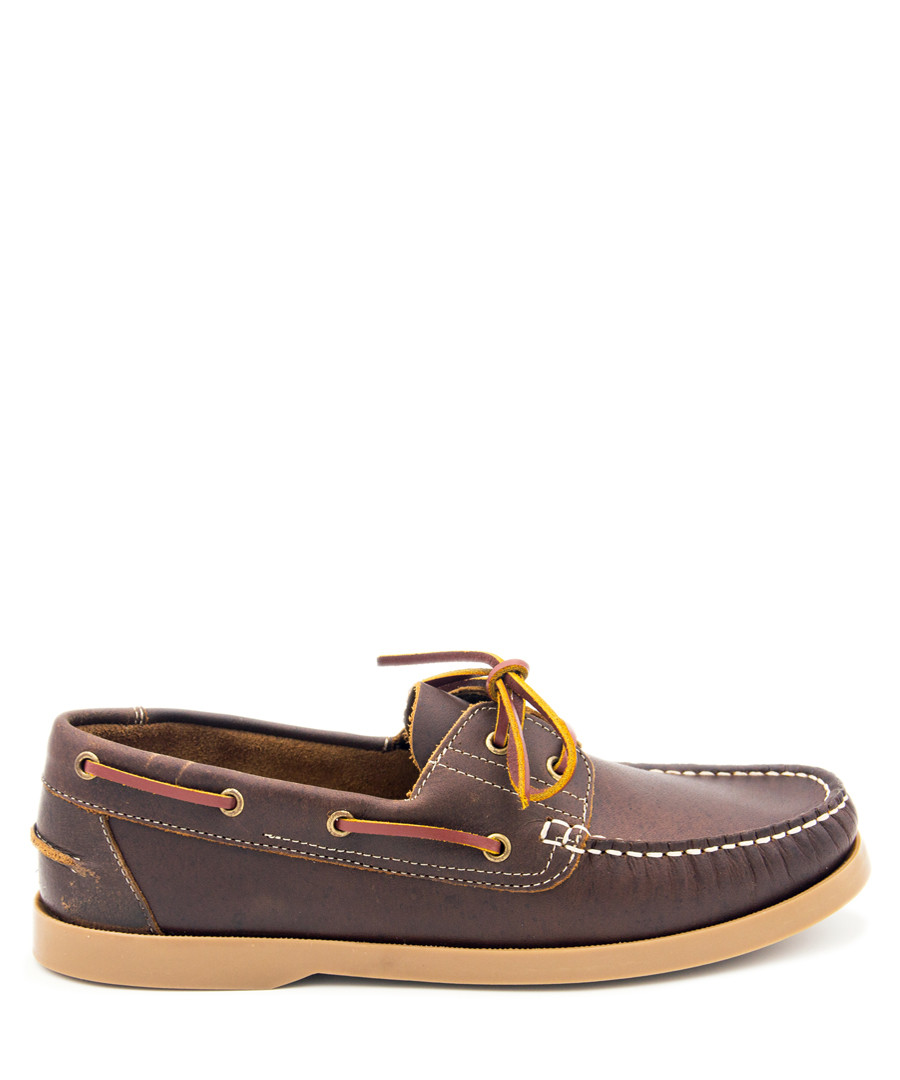 Brown leather lace-up boat shoes Sale - Castellanisimos
