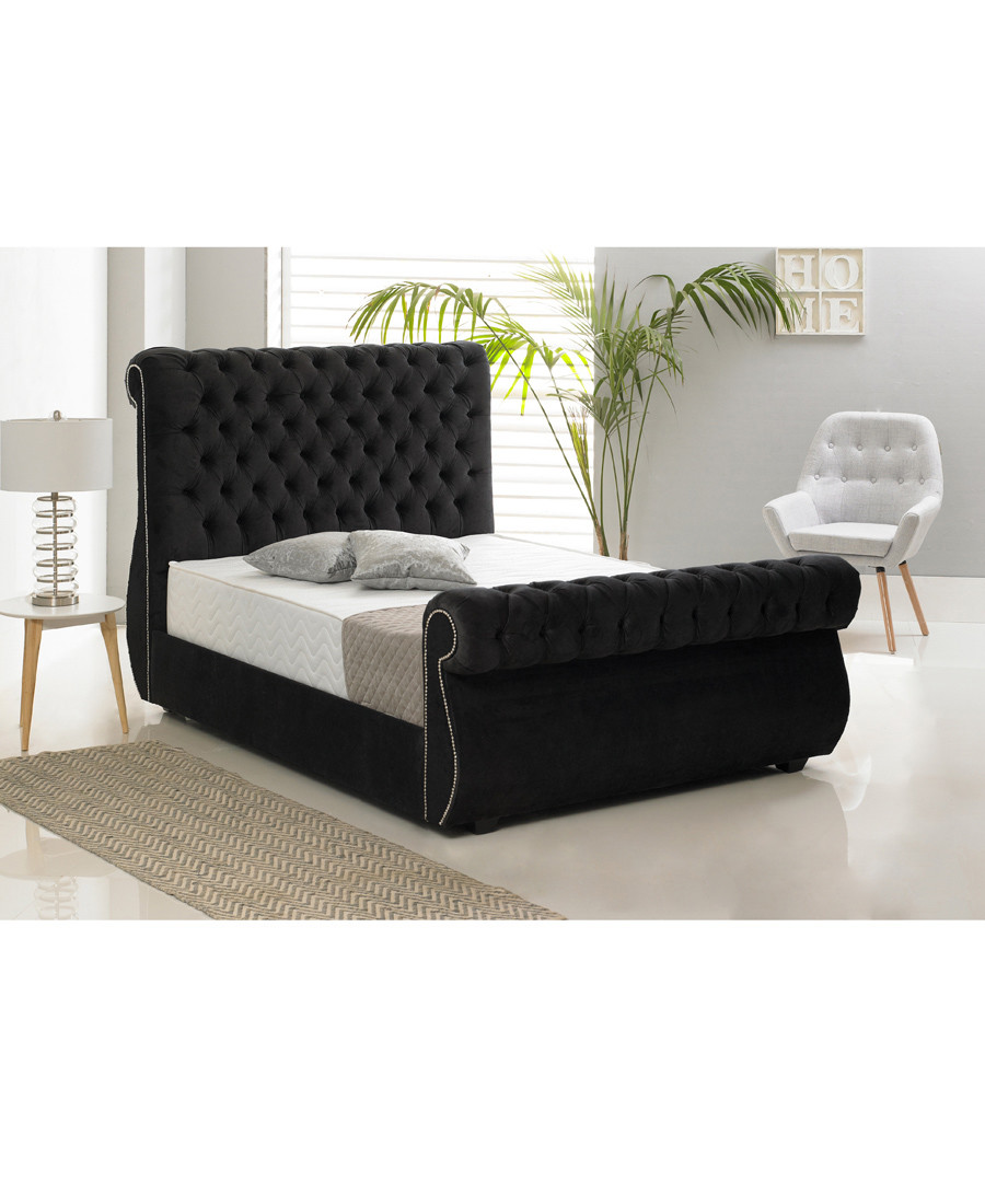 Black deep buttoned single bed Sale - Chiswick