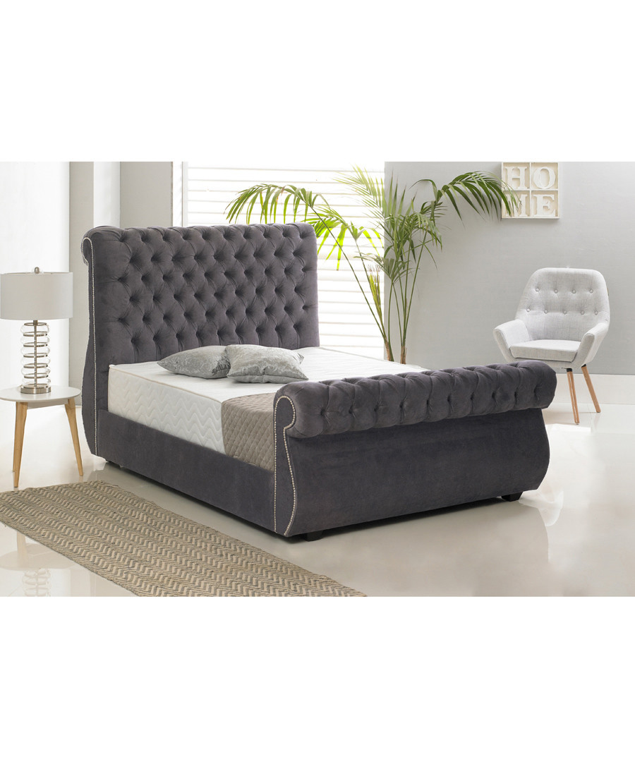 2pc charcoal double bed & mattress set Sale - Chiswick