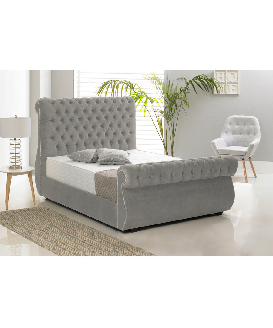 2pc silver double bed & mattress set Sale - Chiswick