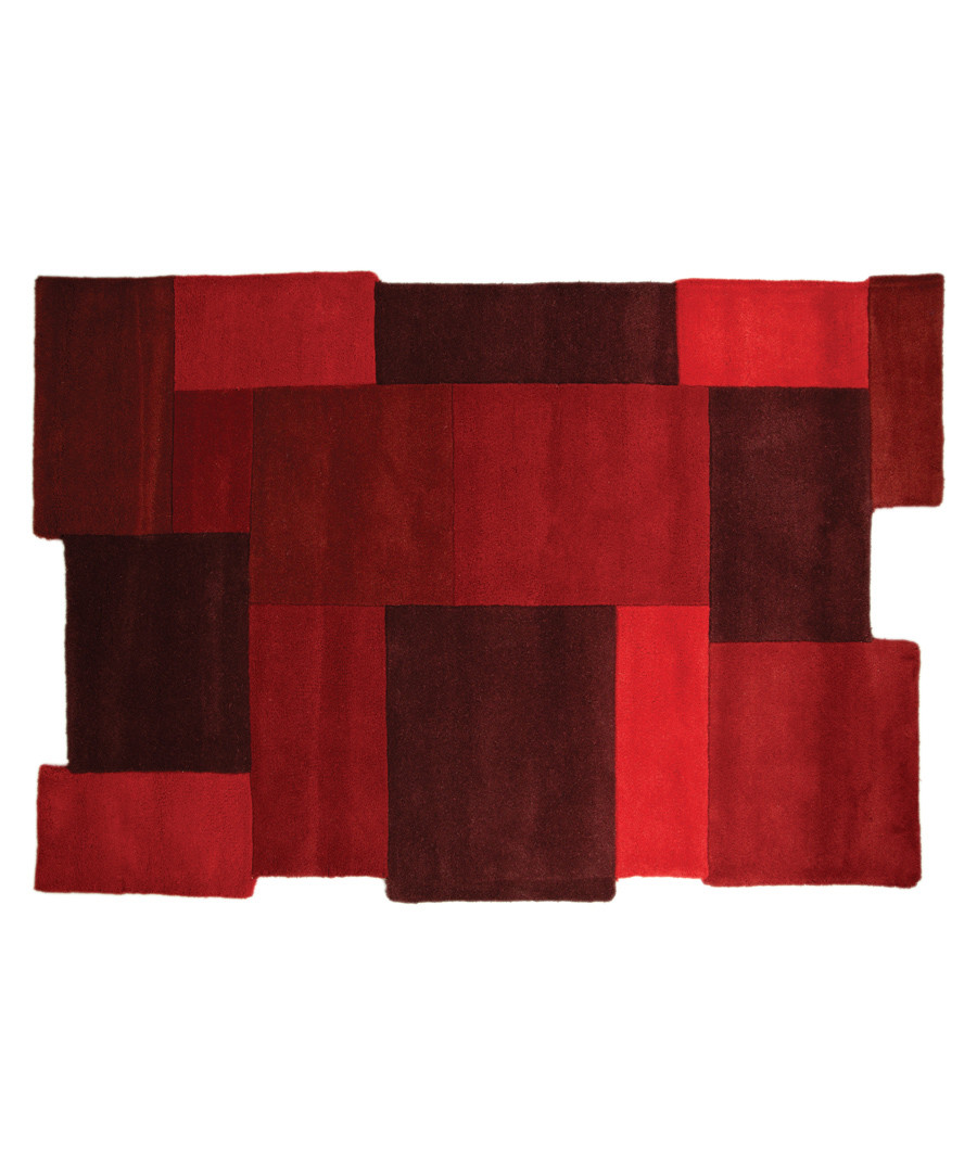 Collage red wool rug 120 x 180cm Sale - flair rugs
