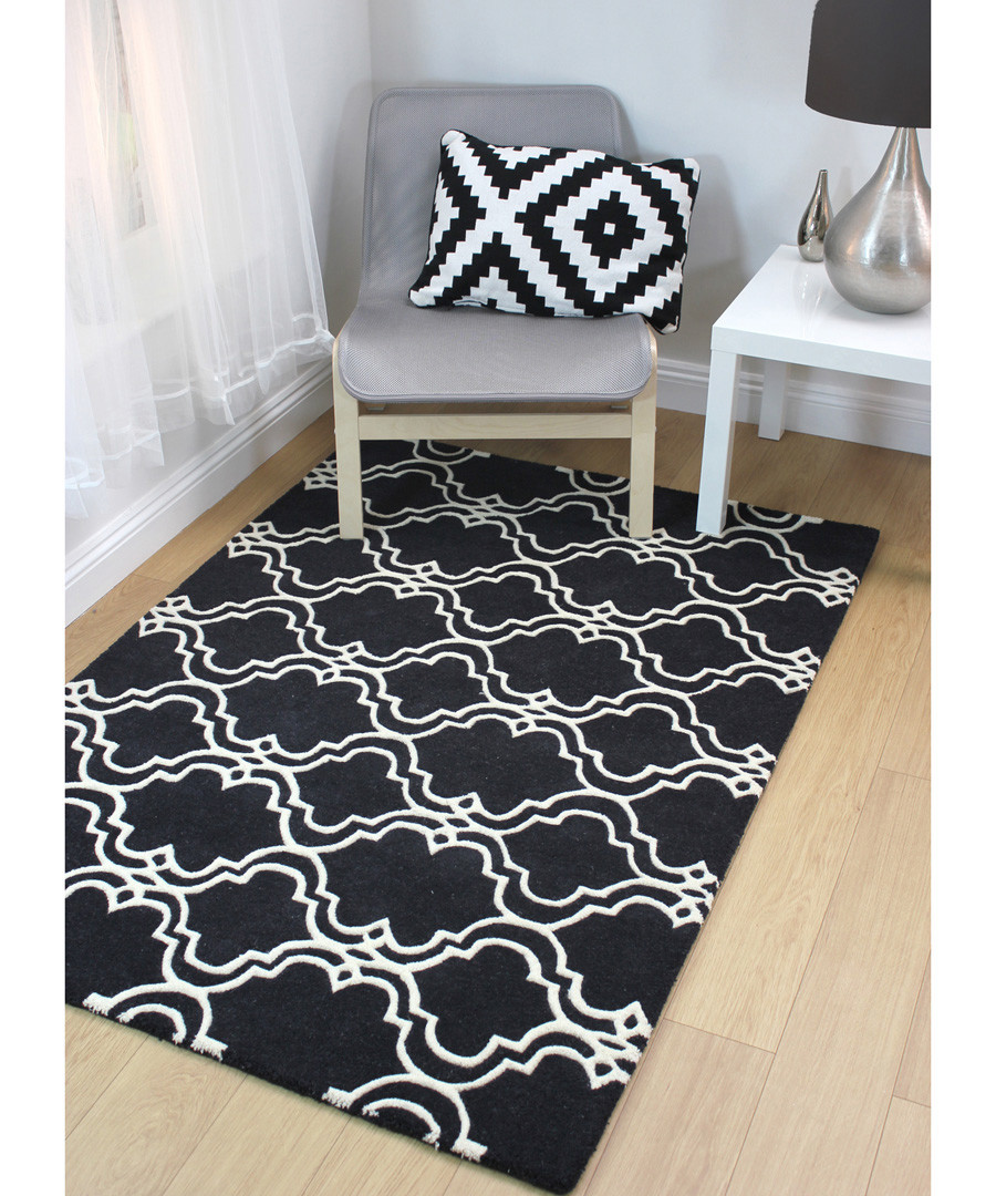 Quatrefoil grey wool rug 200 x 290cm Sale - CASABLANCA