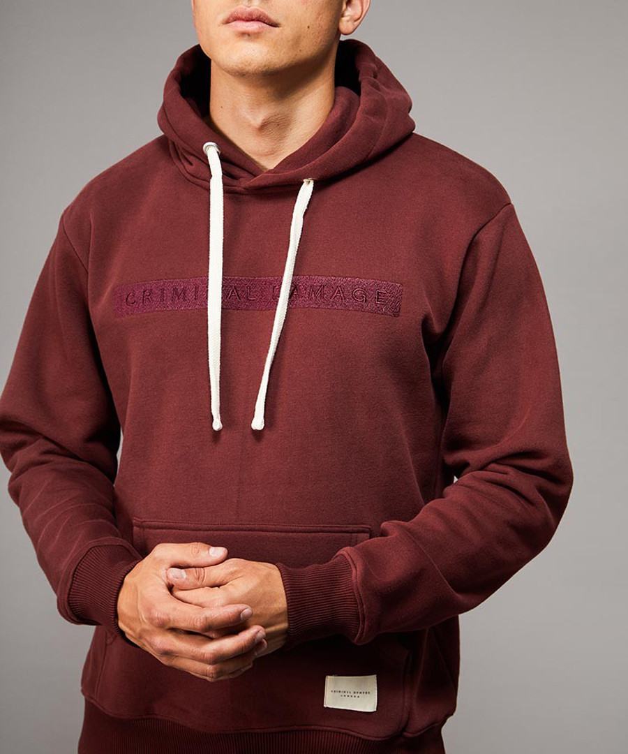 Hiber burgundy cotton blend hoodie Sale - criminal damage