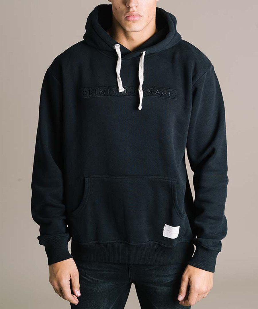 Hiber black cotton blend hoody Sale - criminal damage