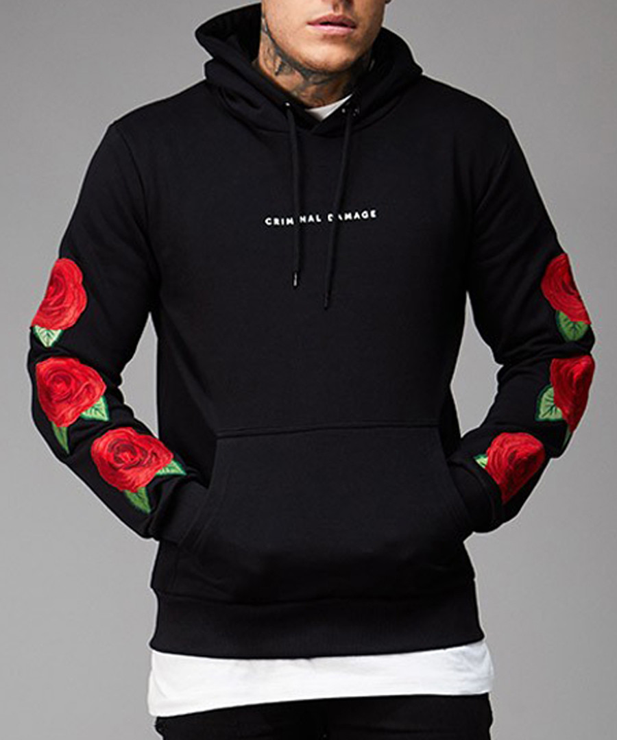 Rosa black cotton rose sleeve hoodie Sale - criminal damage
