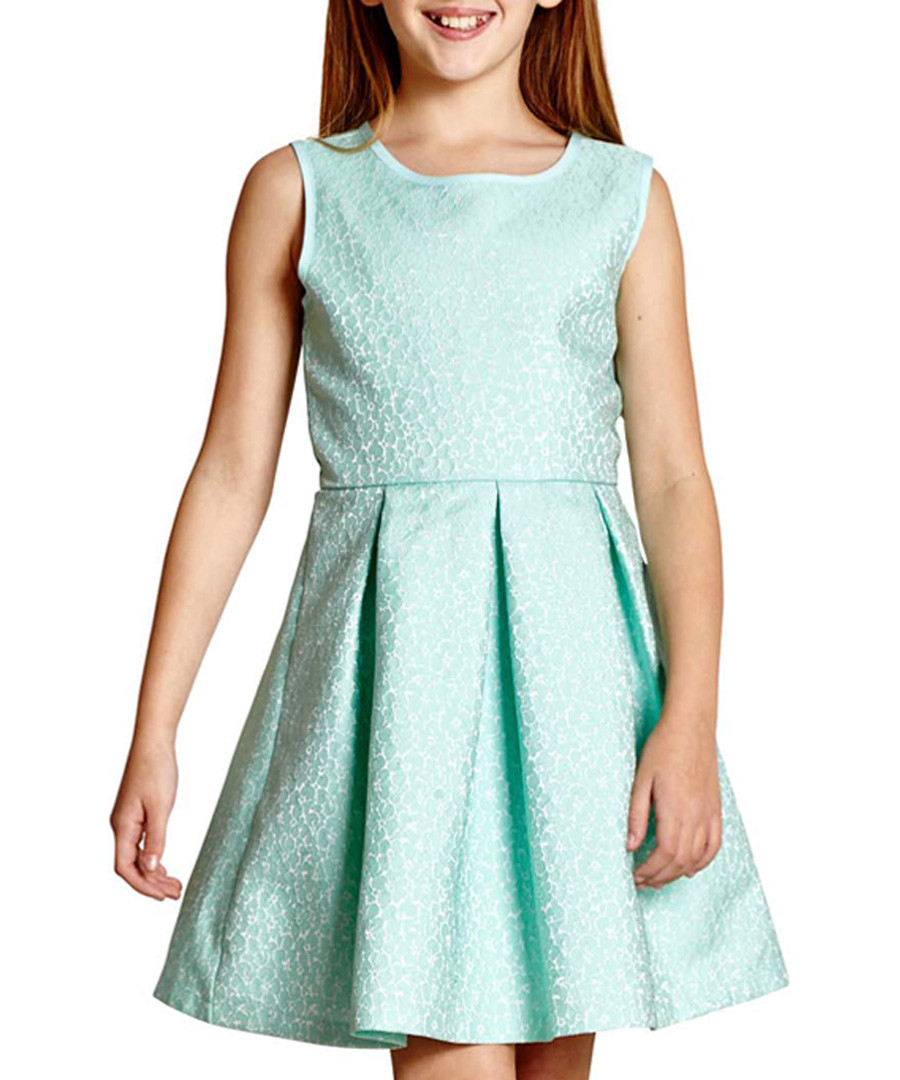 Girl's Glitter Pansy mint sleeveless dress Sale - yumi girls