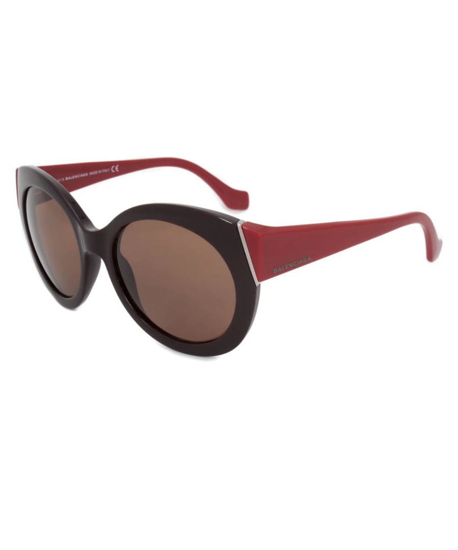 Brown & red frame rounded sunglasses Sale - balenciaga