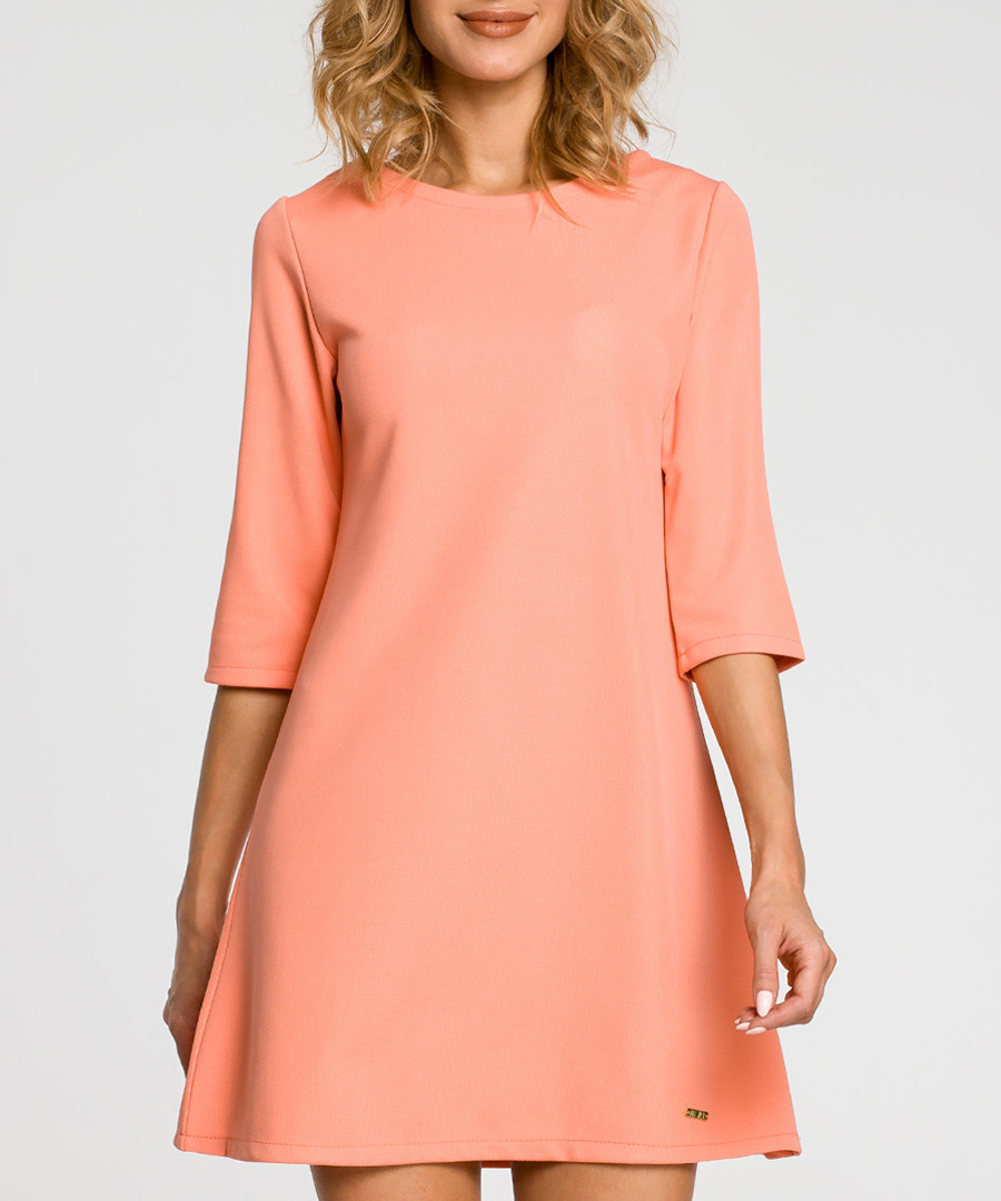 Coral 3/4 sleeve A-line dress Sale - made of emotion