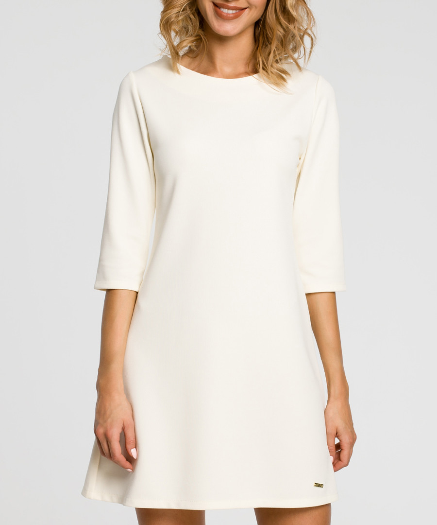 Ecru 3/4 sleeve A-line dress Sale - made of emotion