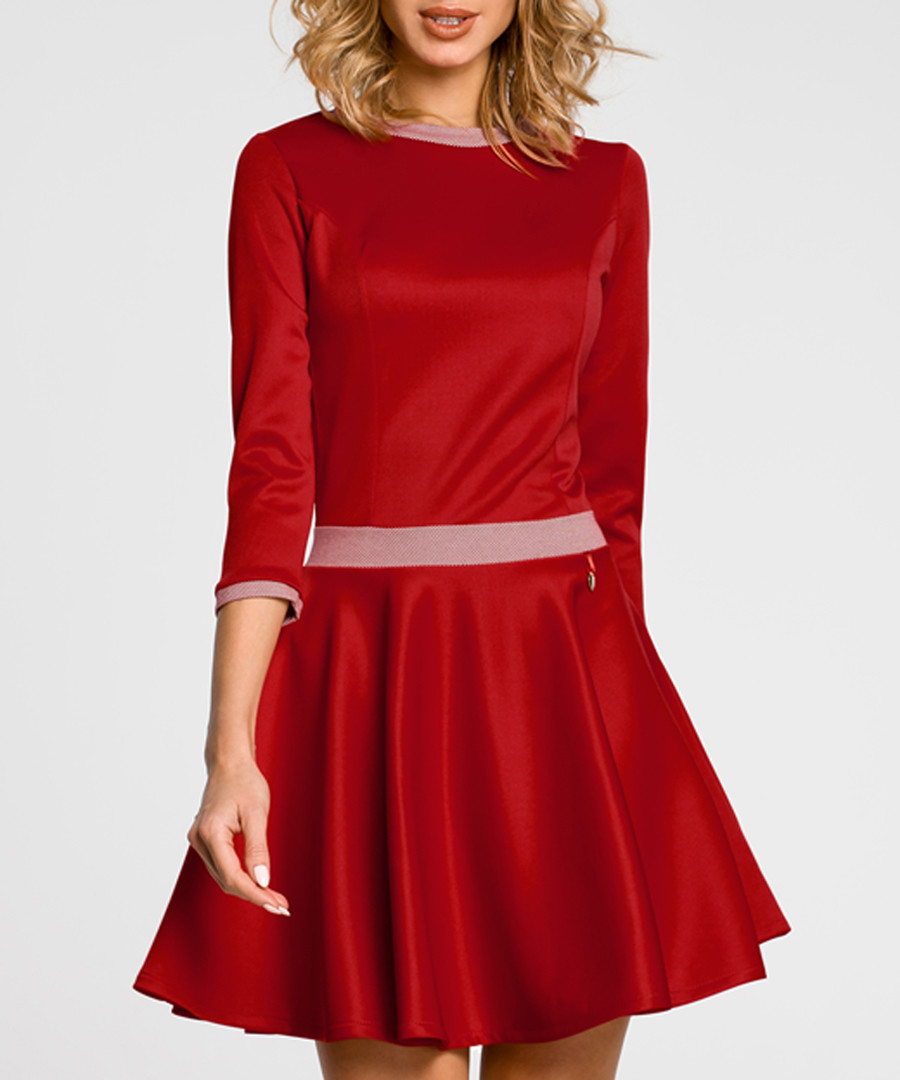 Red 3/4 sleeve mini dress Sale - made of emotion
