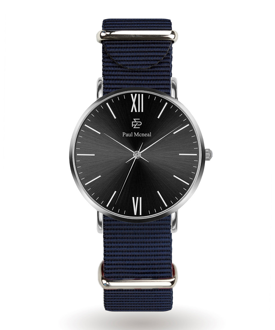 Black & silver-tone nylon watch Sale - paul mcneal
