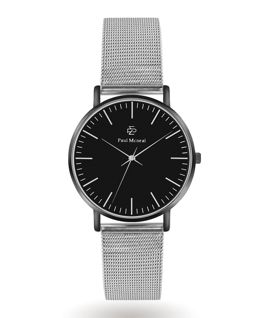 Silver-tone & black steel mesh watch Sale - Paul McNeal